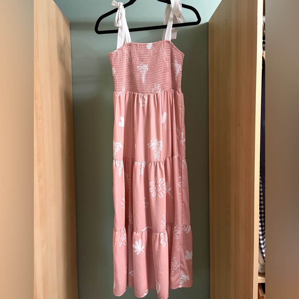 Pink Floral Smocked Sundress